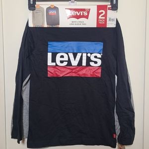 NWT Levi's 2 pack Boys Long Sleeve Tees Size 7/8
